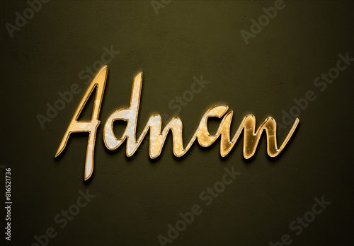 Old gold text effect of Arabic name Adnan with 3D glossy style Mockup photo