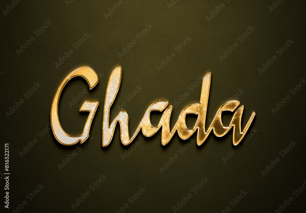 Old gold text effect of Arabic name Ghada with 3D glossy style Mockup Old gold text effect of Arabic name Ghada with 3D glossy style Mockup