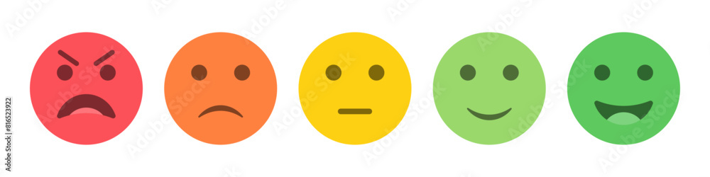 Fototapeta premium Rating emoji set for customer feedback or product experience in colorful flat style