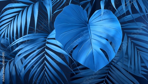 blue exotic tropical leaves in a jungle