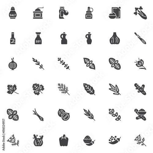 Cooking Herbs and Spices vector icons set © alekseyvanin