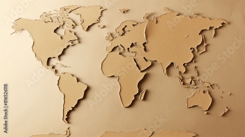 A World Map Against A Brown Background.