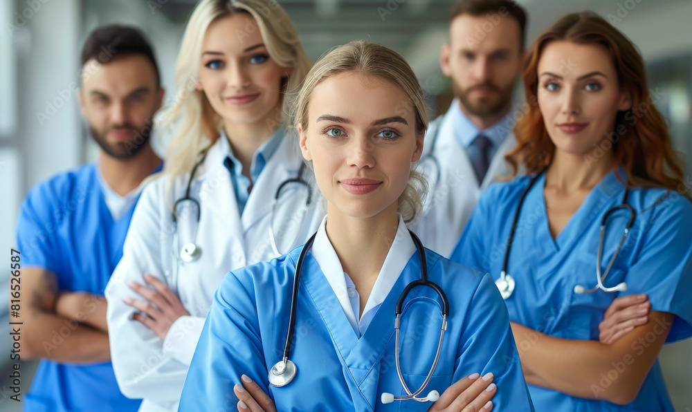 Confident Team of Healthcare Professionals in Hospital Setting, Doctors and Nurses Ready to Serve Confident Team of Healthcare Professionals in Hospital Setting, Doctors and Nurses Ready to Serve