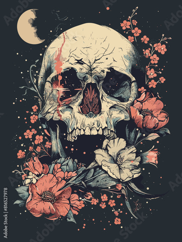 Abstract vector illustration of a skull for printing on a T-shirt.