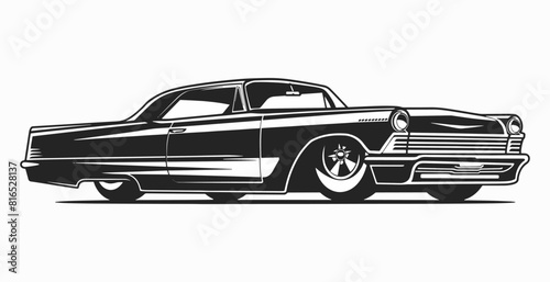 Black silhouette vector car lowrider print logo