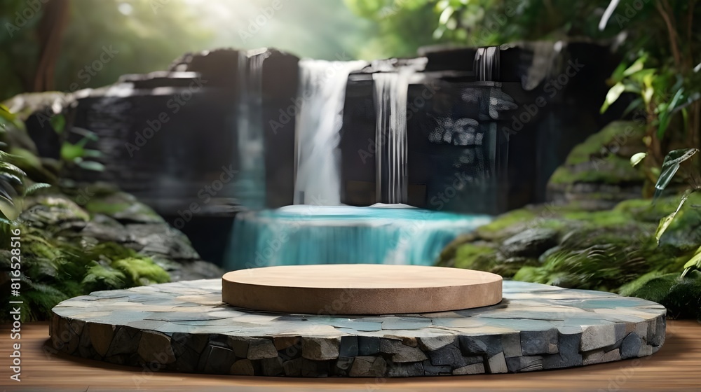 fountain in the garden With Waterfall Generative Ai fountain in the garden With Waterfall Generative Ai