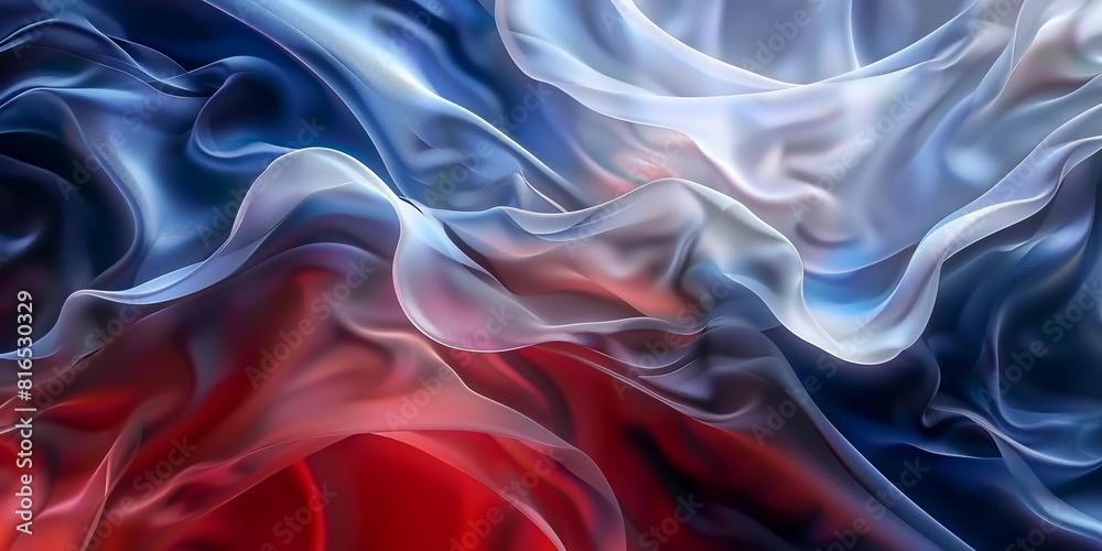 Fototapeta premium Wavy tile background in red, white and blue