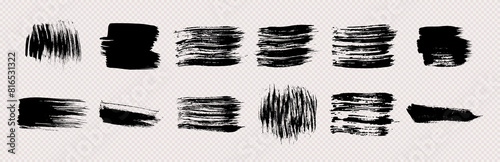 Set of black grunge brush strokes