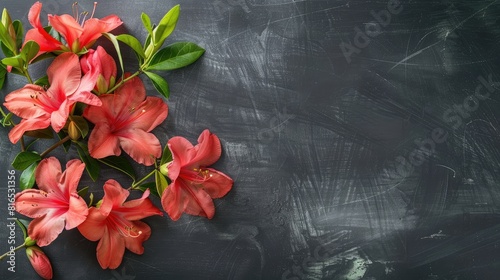 Azalea displayed on a blackboard © AkuAku