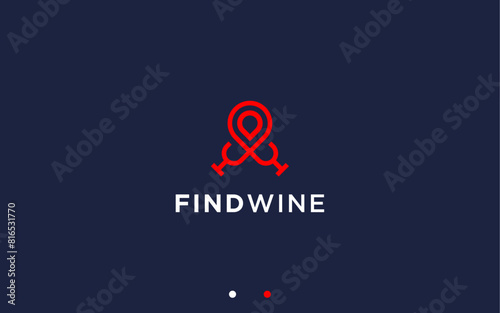 wine location logo design vector silhouette illustration