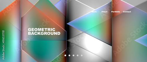 Flowing bright neon gradients geometric abstract background with triangles and lines. Fluid color pattern of color liquid gradient background for wallpaper, banner, background, card, landing page