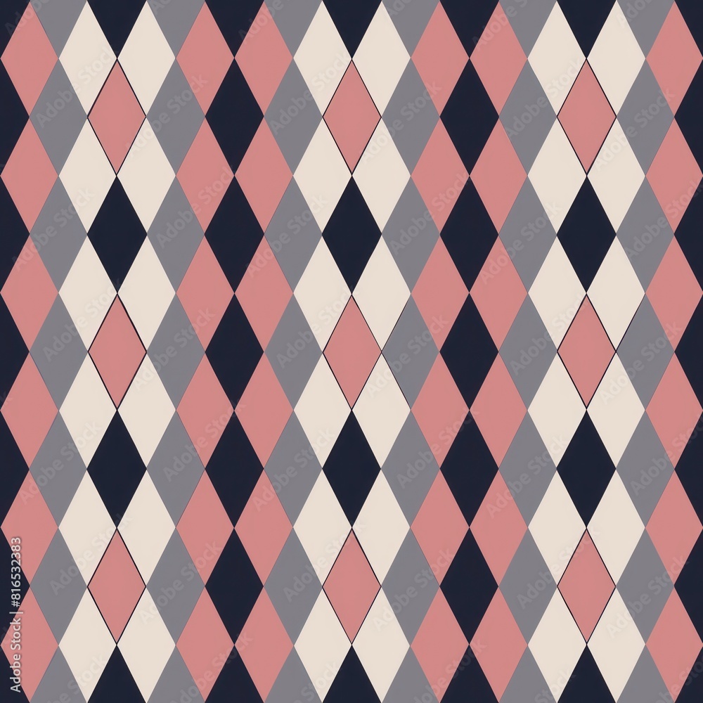 Seamless pattern of abstract halftone diamonds and rhombuses, adding a touch of elegance and sophistication to your gift wrap, Generative AI