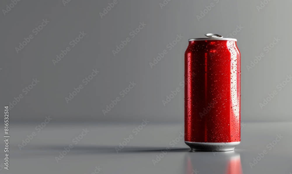 Mokup of soda or beer can on surface isolated on grey background Mokup of soda or beer can on surface isolated on grey background