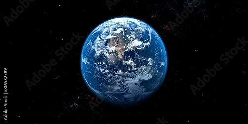 Cinematic shot of planet earth globe clouds and space background. © Viacheslav