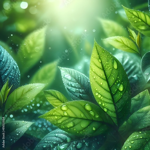 green leaves on a sunny day generative Ai 