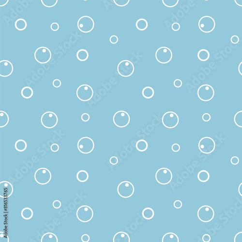 Set  seamless pattern water bubbles.  Simple vector illustration isolated on light blue background. Fizzy drinks. 