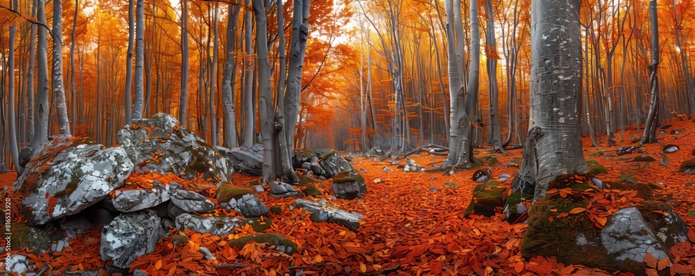 La Fageda dÂ´en Jorda, beech forest during autumn in the province of Girona in Catalonia Spain