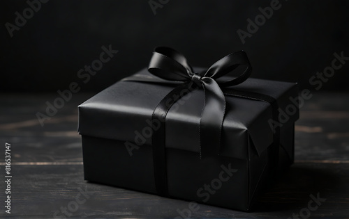 Black Week Super Sale. Realistic black gifts boxes. Pattern with black gift box. Dark background 