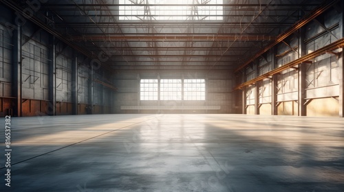 Empty factory interior or vacant warehouse