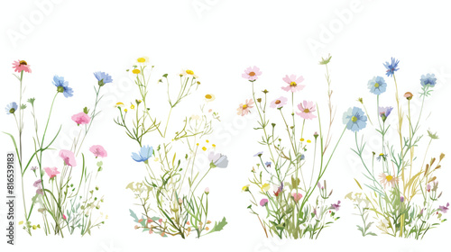 Four of floral banner templates with elegant blooming