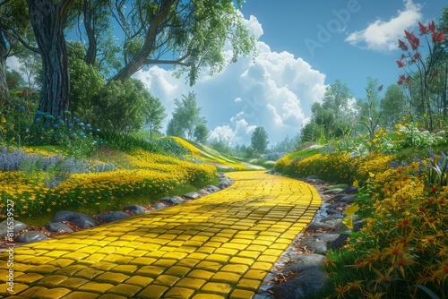 Follow the iconic yellow brick road as it winds its way through a magical land filled with wonder and adventure.