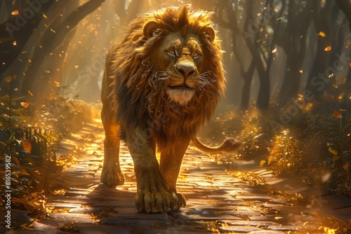 the Cowardly Lion as he overcomes his fears and discovers the true meaning of courage on his journey to see the Wizard.