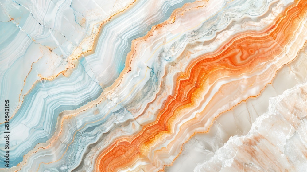Obraz premium marble background orange and blue white color, beautiful texture and pattern