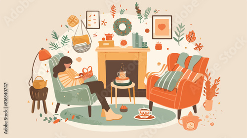 Four of hygge attributes furniture and home decoratio