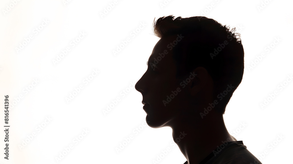 Profile  silhouette of male person over white : Generative AI