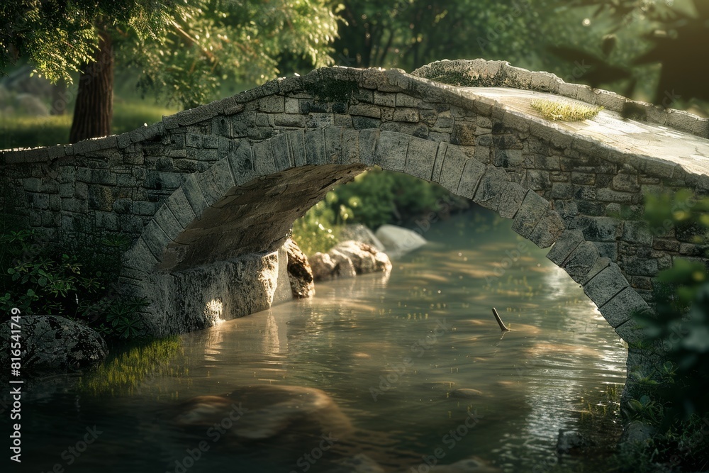 A stone bridge with moss growing on it A stone bridge with moss growing on it