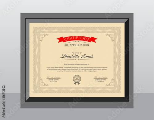 Modern Creative And Elegant Certificate For Multi-purpose Template and Security Border Pattern.