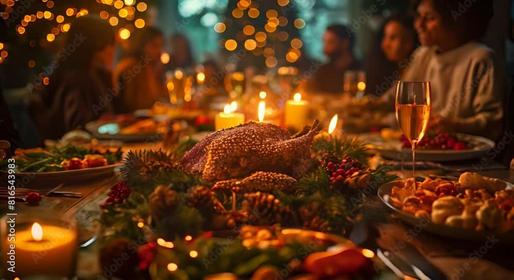 families coming together for a festive feast, with a table laden with delicious food and joyous conversation filling the air families coming together for a festive feast, with a table laden with delicious food and joyous conversation filling the air
