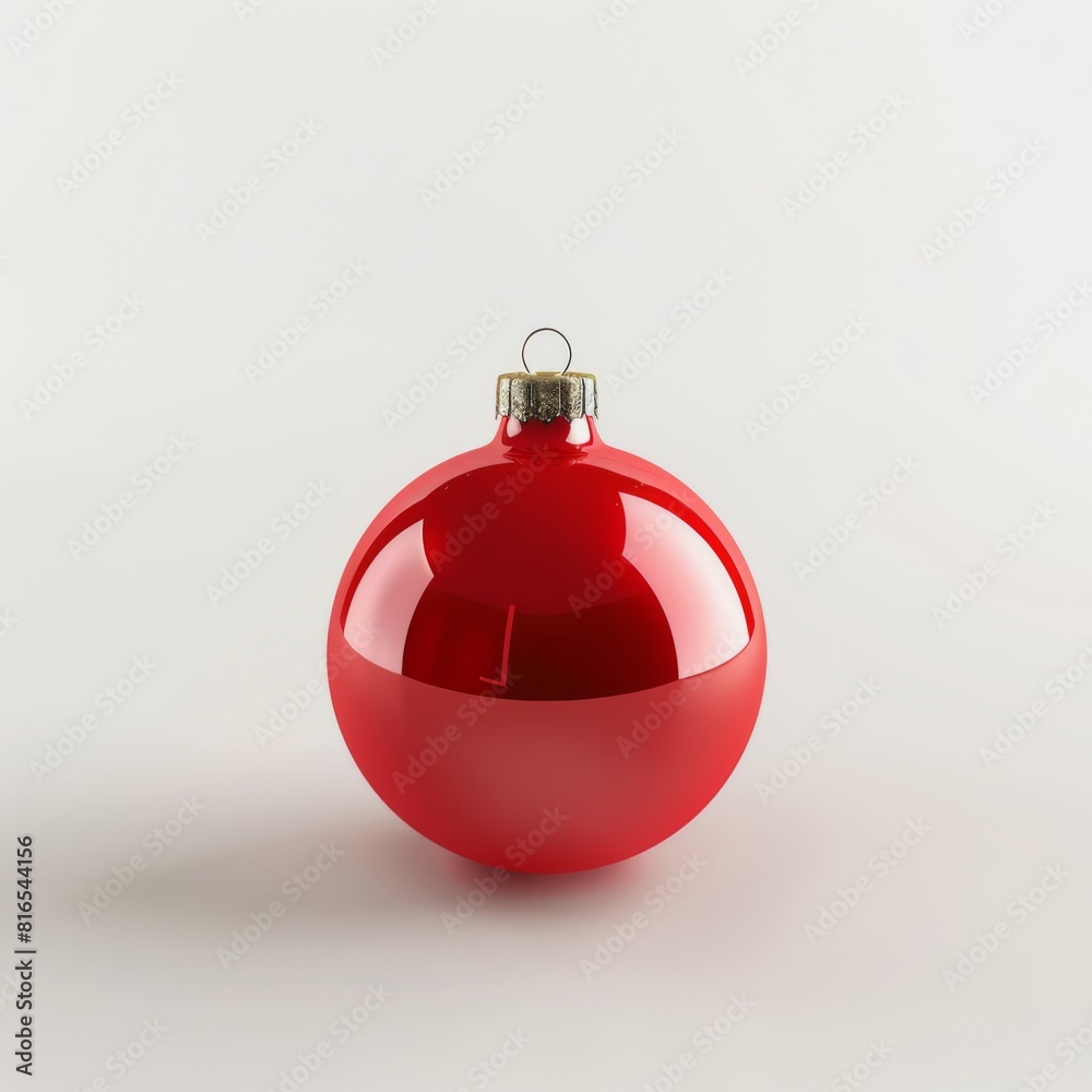 Red Christmas ball isolated on a white background for graphic design or mockup
