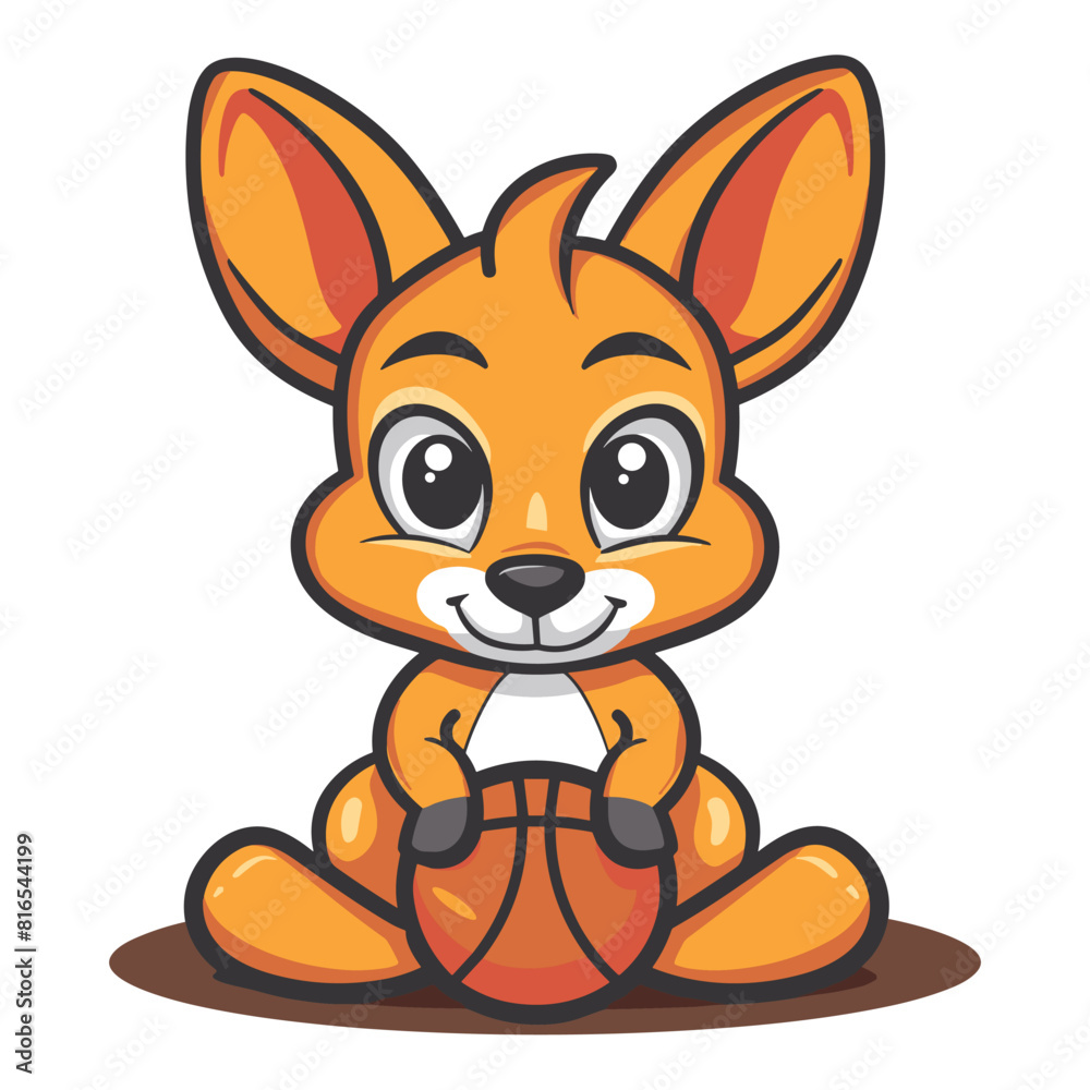 Cute Kangaroo Basketball Logo: Adorable Mascot Emblem for Sports Teams and Leagues Cute Kangaroo Basketball Logo: Adorable Mascot Emblem for Sports Teams and Leagues