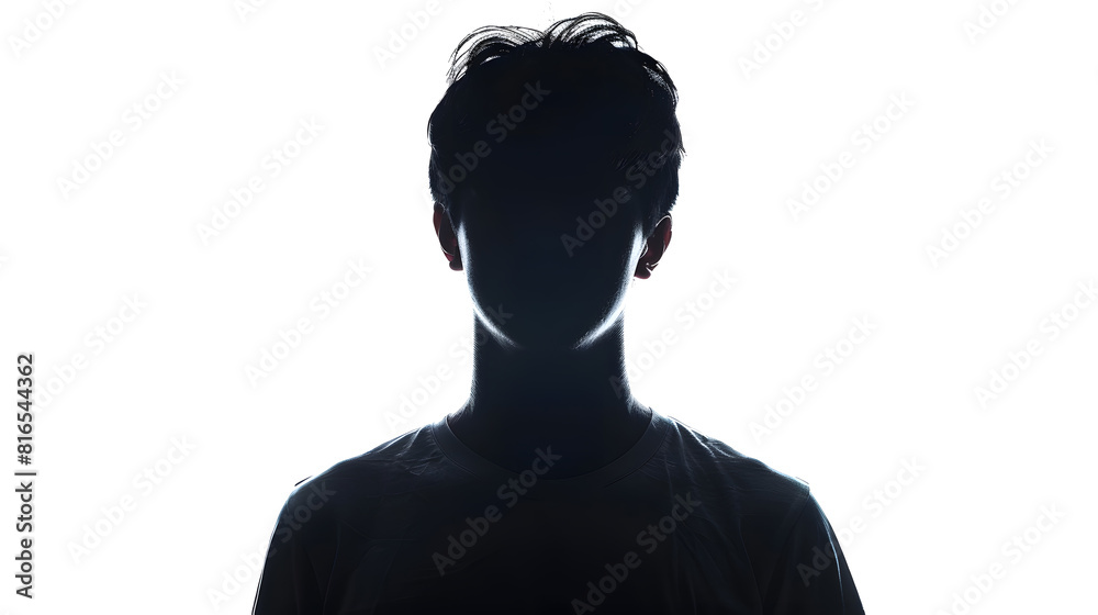 Man in silhouette isolated on white background : Generative AI Man in silhouette isolated on white background : Generative AI
