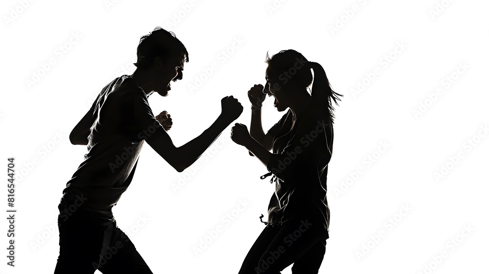 Silhouette of anonymous people on a white background fighting and being rude They are expressing anger with violence and confronting in an aggressive manner : Generative AI Silhouette of anonymous people on a white background fighting and being rude They are expressing anger with violence and confronting in an aggressive manner : Generative AI