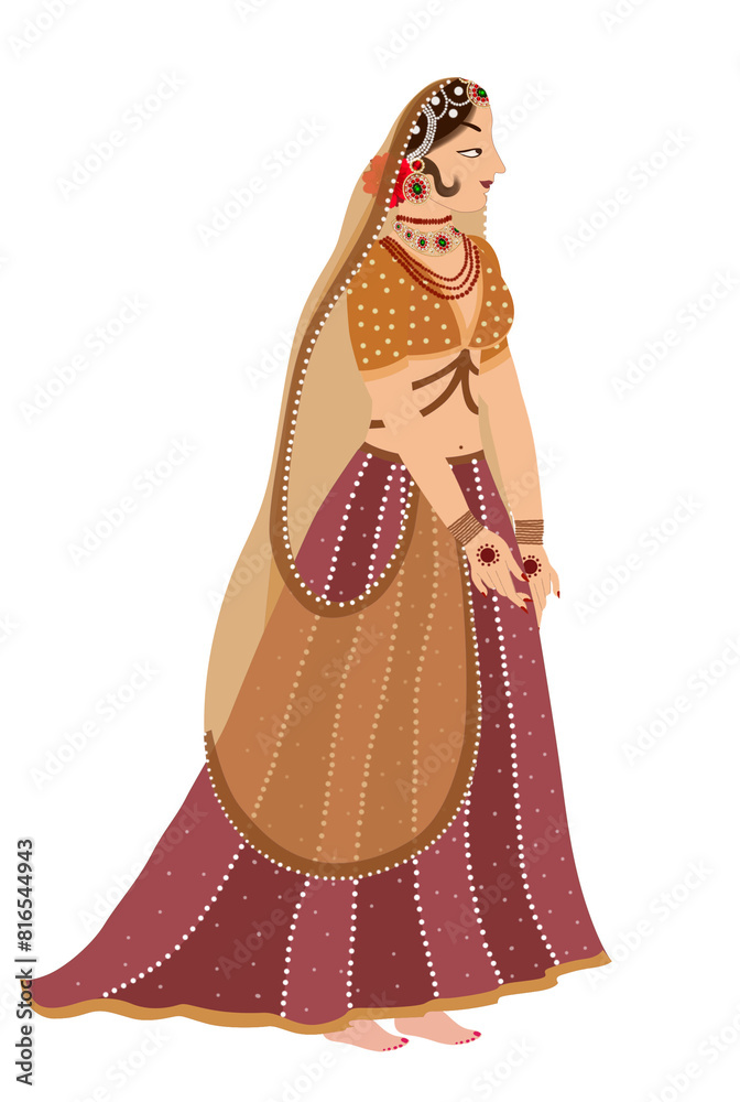 Mughal Style Indian Queen Illustration 