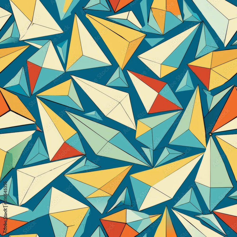 Seamless pattern of paper folded geometric shapes and patterns, creating a modern and minimalist aesthetic, Generative A Seamless pattern of paper folded geometric shapes and patterns, creating a modern and minimalist aesthetic, Generative A
