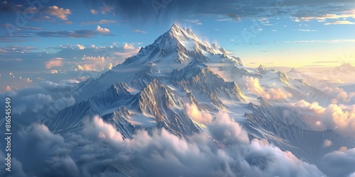 Inspirational Photograph of a Mountain Rising Above the Clouds. Dramatic Shot of the Natural World. photo