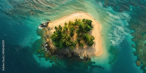 Aerial view of people on a tropical desert island © Павел Озарчук