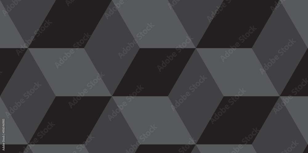 Fototapeta premium Abstract modern black and gray stripe rectangles hexagon type cube geometric pattern. creative square diamond mosaic element pattern. Cubic ornament grid tiles and wallpaper used for background.