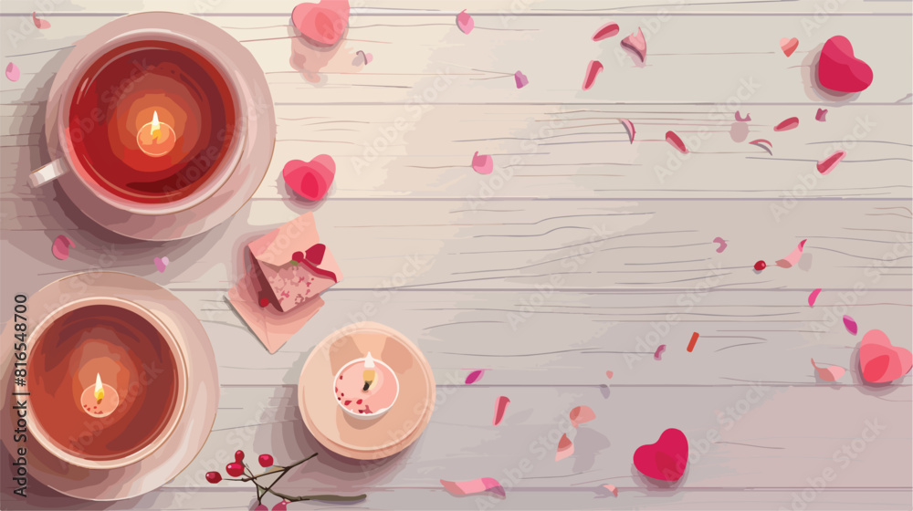 Gifts for Valentines Day cup of tea candles and envelop