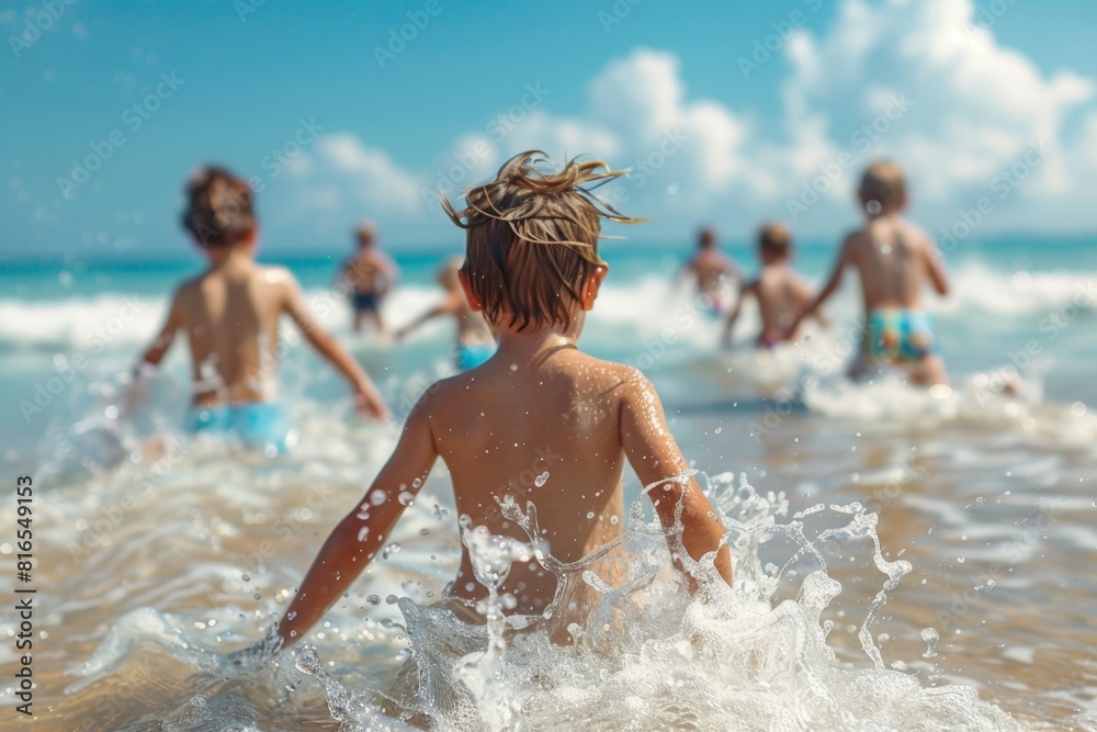 Kids having fun in the water at the beach. Kids having fun in the water at the beach.
