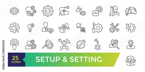 Settings and Setup icon set. UI icon collection and Vector illustration.