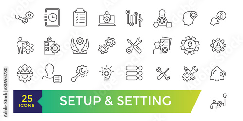 Settings and Setup icon set. UI icon collection and Vector illustration.