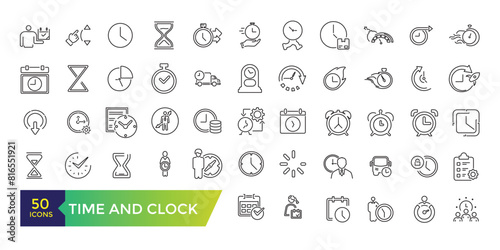 Time and Clock icon set. UI icon collection and Vector illustration.