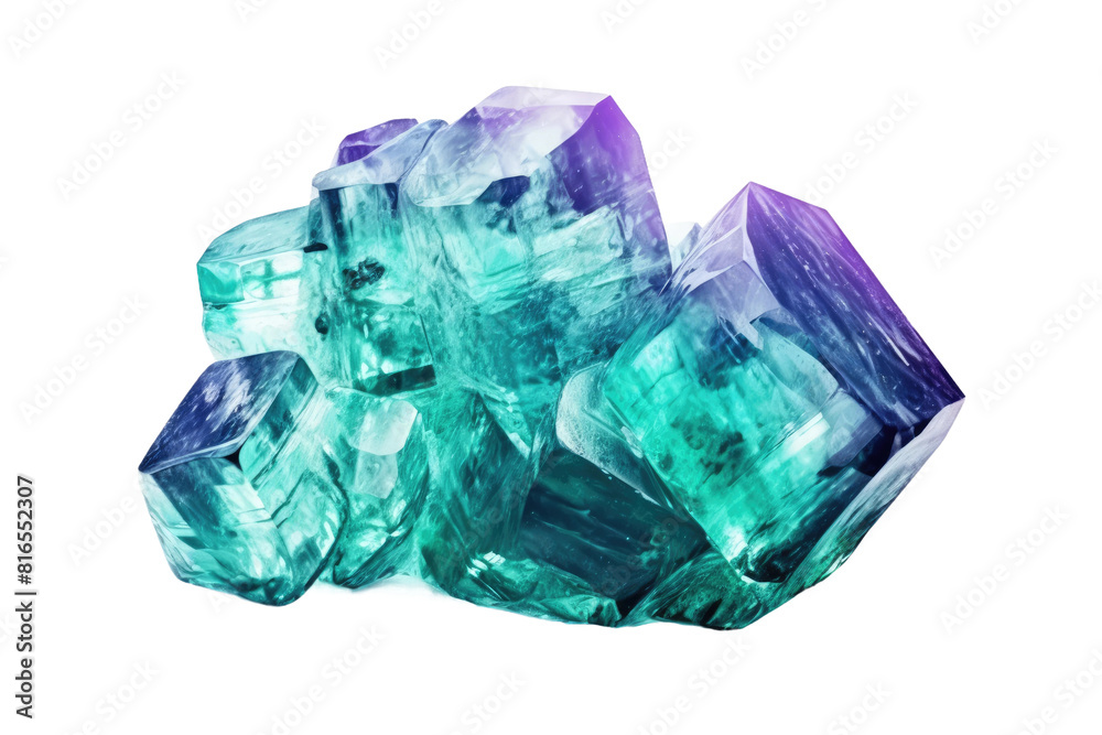 Mystical Fusion: A Cluster of Green and Purple Crystals on White or PNG Transparent Background. Mystical Fusion: A Cluster of Green and Purple Crystals on White or PNG Transparent Background.