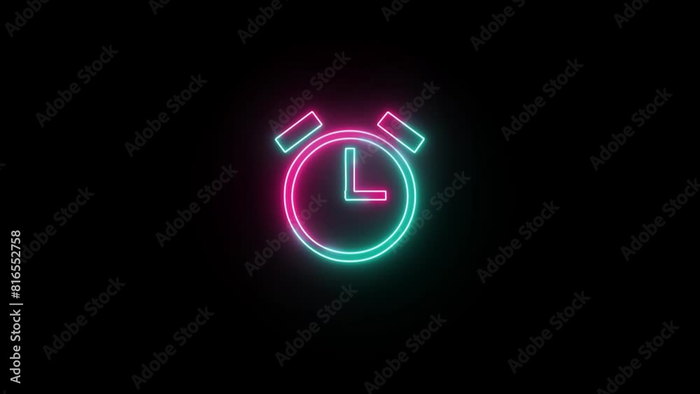 Clock  line Icon with power light icon animation.