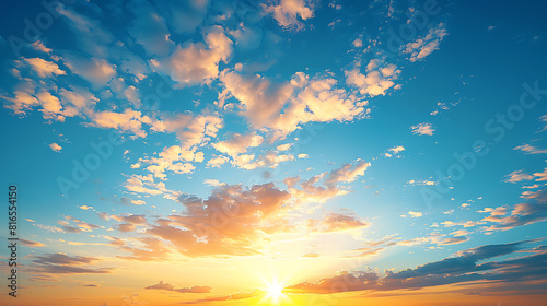 Sunset on the blue sky. Beautiful blue sky with some clouds. blue sky clouds,