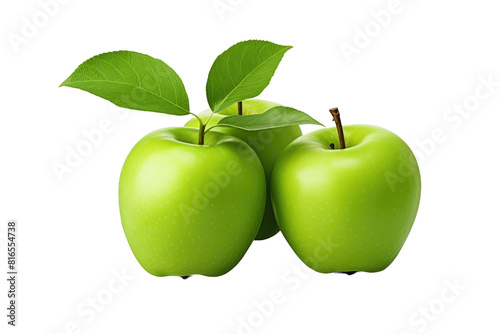 Verdant Duo  A Pair of Lush Green Apples on White or PNG Transparent Background.